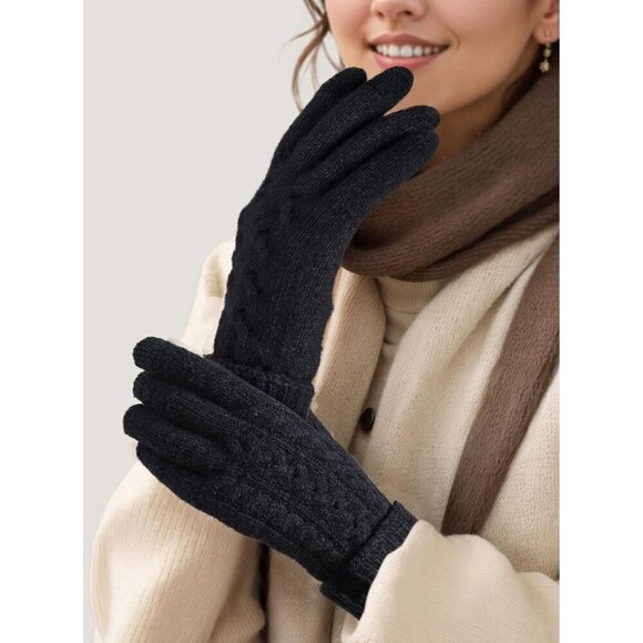 🆕Women Black Folding Cuff Touchscreen Soft Skin-Friendly Jacquard Warm Glove - Picture 6 of 6